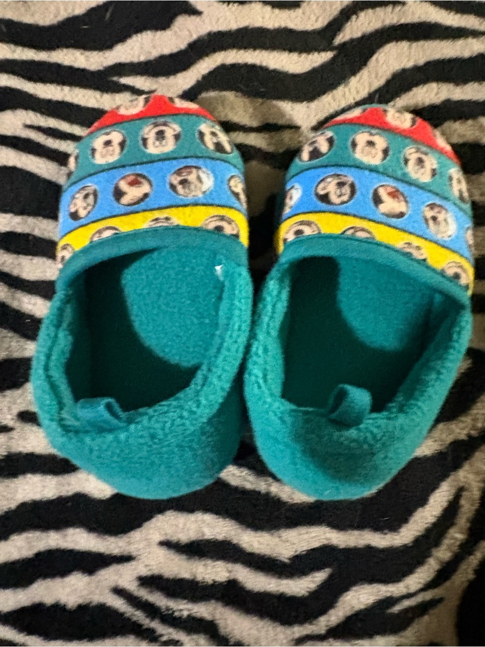 Disney Kids Teal Blue Yellow Red Character Slippers